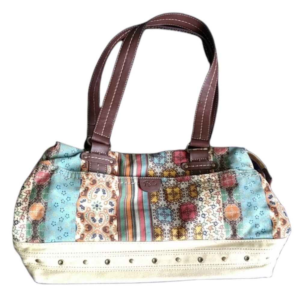 Relic Purse colorful stripped canvas leather